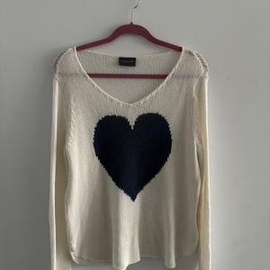 Women's Cream and Navy Jumper